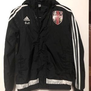 ADIDAS BLACK PUFFER HOODY JACKET BOY SIZE M